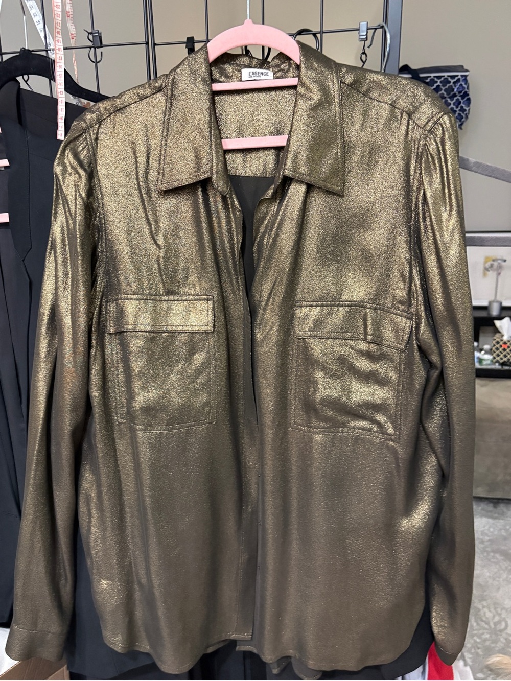 L'Agence gold silk blouse